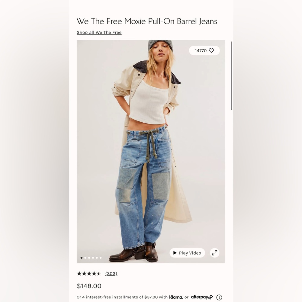 Free People Moxie Low Rise Pull-On Barrel Jeans size 28